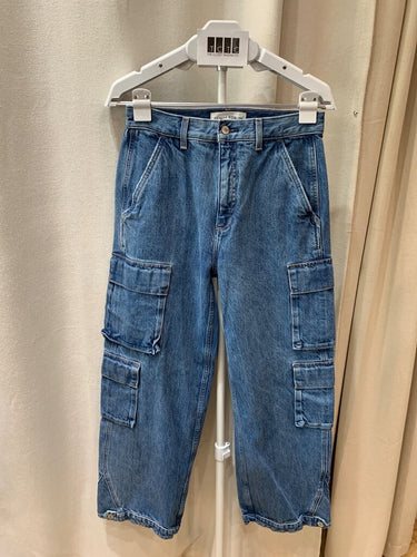 Denim Forum The '90s Millie Hi-Rise Cargo Jeans sz 27