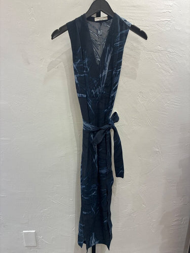 Halston Heritage Sleeveless Tie-Waist Maxi Dress sz L