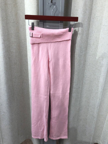 Frankies Bikinis Pink Fold-Over Waist Knit Pants sz XS