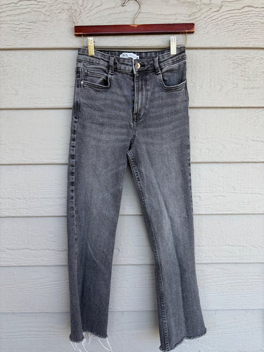 Zara Washed Black Raw Hem Bootcut Jeans sz 4