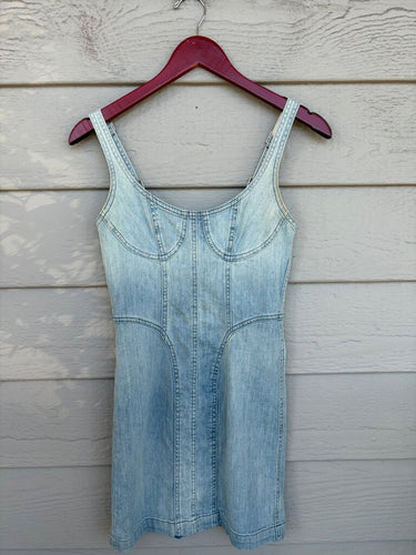 NOAM Light Wash Denim Sleeveless Mini Dress sz XS