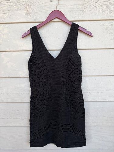 House of Harlow 1960 Black Crochet Sleeveless Mini Dress sz XS