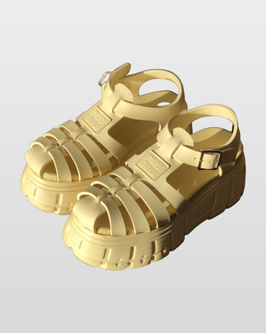 Miu Miu Pale Yellow Rubber Platform Fisherman Sandals Size 37 sz 37