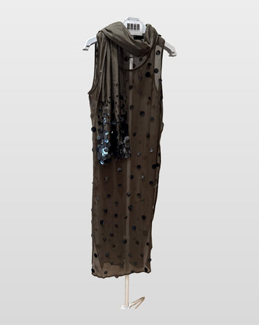 Chan Luu Paillette Sequin Sleeveless Long Overlay Dress with Scarf sz O/S