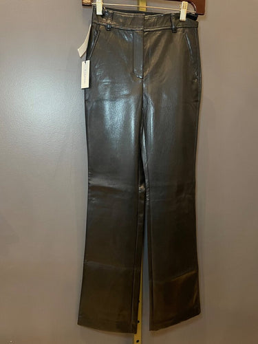 Babaton Black Leather-Look Wide-Leg Pants