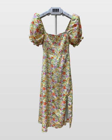 ASTR the Label Floral Smocked Puff Sleeve Midi Dress sz XS