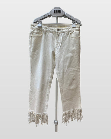 Pilcro and the Letterpress Hyphen Fringed Straight Leg Jeans sz 28