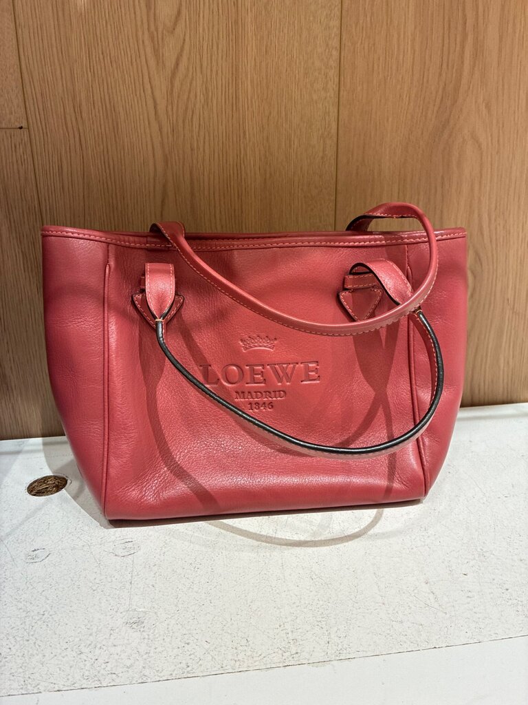 Loewe Heritage Coral Leather Small Tote Bag