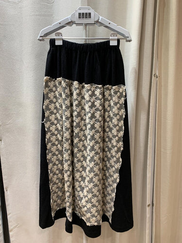 Black Maxi Skirt with Floral Lace Panel sz M