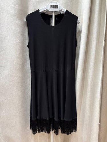 Norma Kamali KAMALIKULTURE Black Sleeveless Fringe Hem Dress sz XL