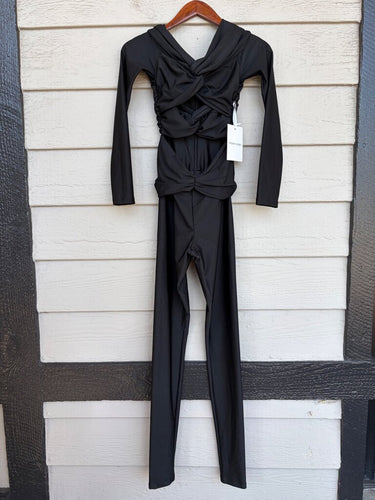 Ronny Kobo Black Ruched Long Sleeve Jumpsuit sz XS