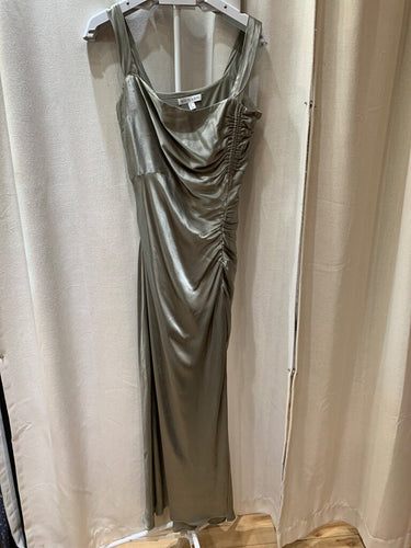 Shona Joy Metallic Sleeveless Ruched Maxi Dress sz 8