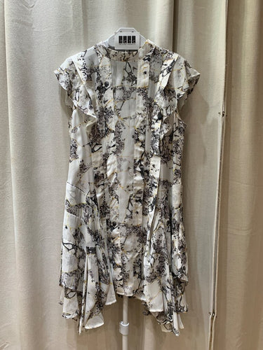 AllSaints Printed Handkerchief Hem Short Sleeve Dress sz 10
