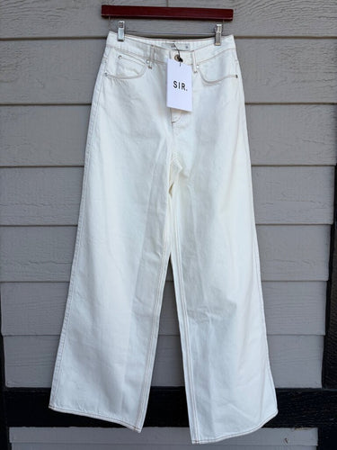 SIR. White Contrast Stitch Wide Straight Jeans sz 25