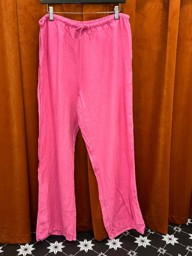Desmond & Dempsey Pink Linen Drawstring Pants sz L