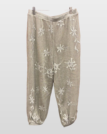 Zara Metallic Embroidered Floral Jogger Pants sz M