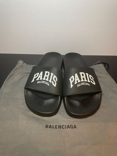 Balenciaga Paris Logo Pool Slides sz 37
