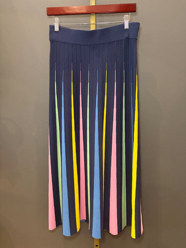 Maeve by Anthropologie Pleated Knit Striped Midi Skirt sz M