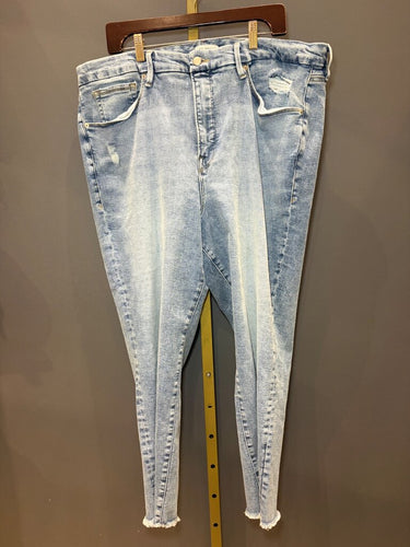 Good American Light Wash Raw Hem Skinny Jeans sz 24
