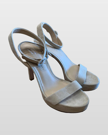 Taupe Suede Platform Block-Heel Sandals sz 7M