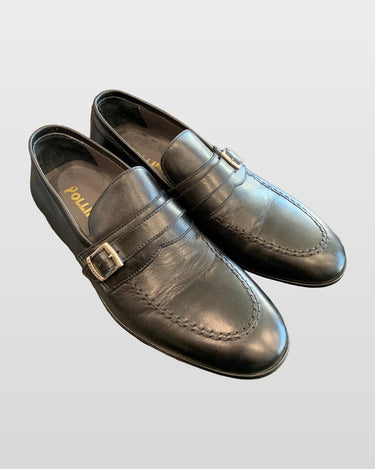 Pollini Black Leather Buckle Loafers Size 39 sz 39