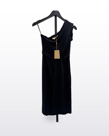 Michael Kors Collection Black One-Shoulder Draped Dress sz 12