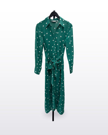 & Other Stories Green Polka Dot Long-Sleeve Shirt Dress sz 0