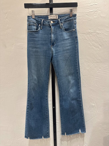 Just Black Denim Blue Frayed Hem Flare Jeans sz 26