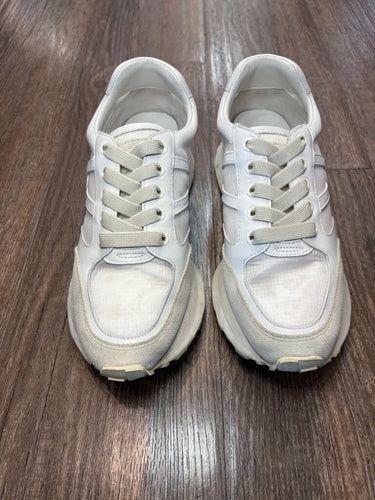 Veronica Beard White Dada Leather and Suede Low-Top Sneakers sz 7.5M