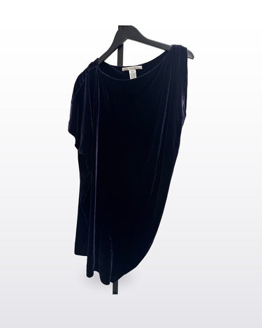 Diane von Furstenberg Navy Velvet Asymmetric Draped Mini Dress sz 4