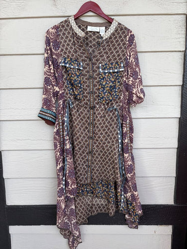 Byron Lars Beauty Mark Mixed Print Shirt Dress sz 6