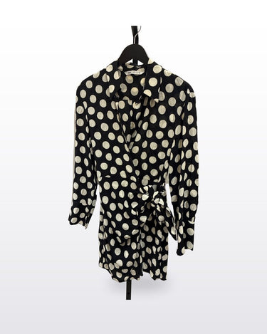 Zara Polka Dot Wrap Mini Shirt Dress sz S