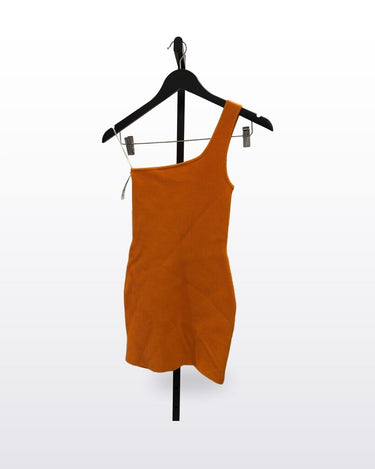 Babaton Orange Sculpt Knit One-Shoulder Mini Dress sz XS