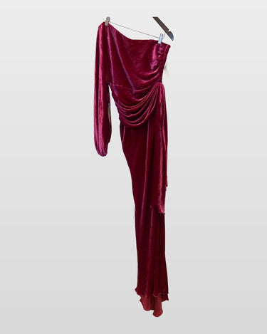 NWT Maria Lucia Hohan Amaris One-Shoulder Silk Velvet Gown sz 42 FR (10/12 US)
