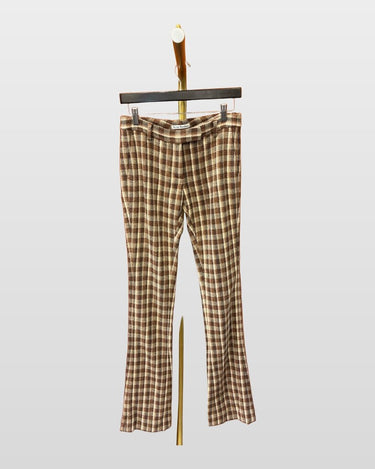 Acne Studios Brown Check Wool-Blend Trousers sz 34