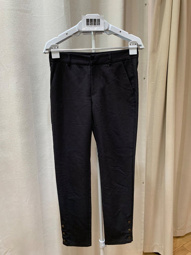 Anine Bing Black Tapered Trousers with Button Hem Detail sz XS/TP