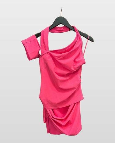 Nike x Jacquemus Pink Asymmetrical Drape Mini Dress sz S