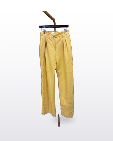 Matériel Yellow Wide Leg Pleated Trousers sz US 8