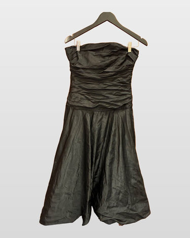Ralph Lauren Black Strapless Ruched Midi Dress Size 8 sz 8