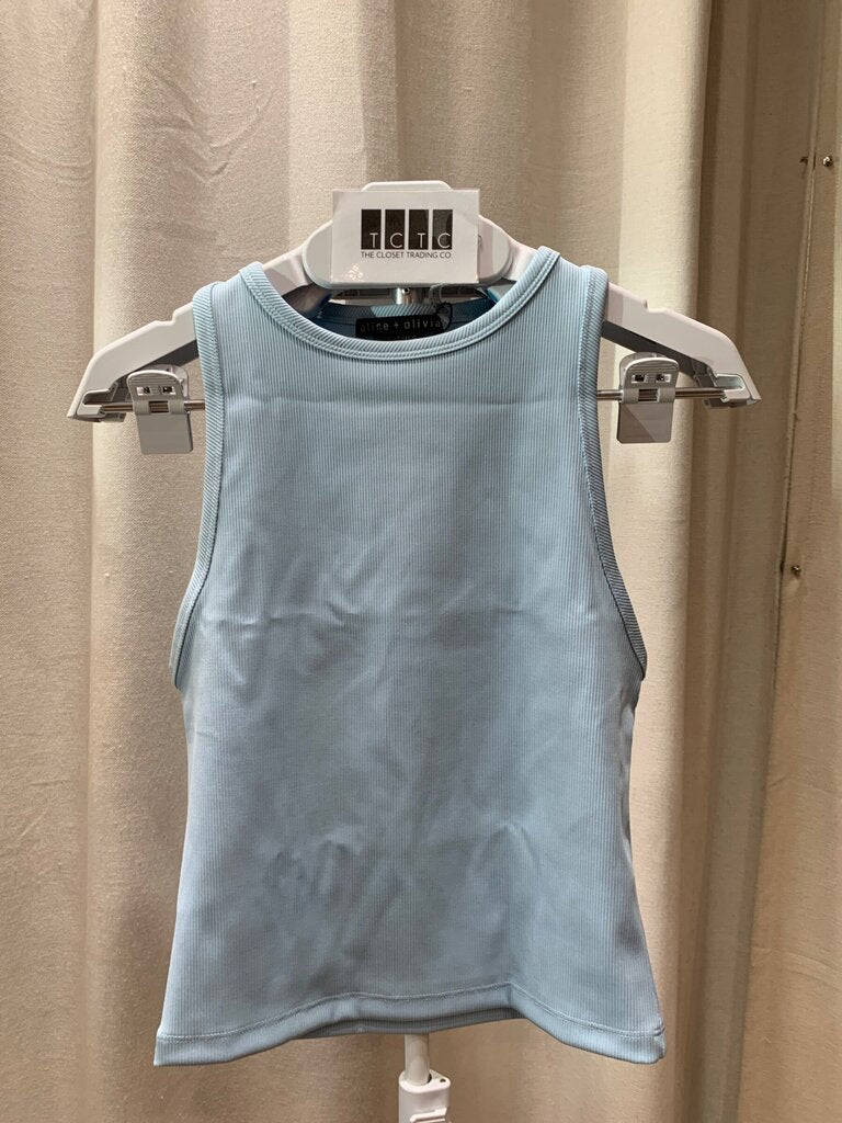 Alice + Olivia Carolina Blue Ribbed Sleeveless Tank Top sz S