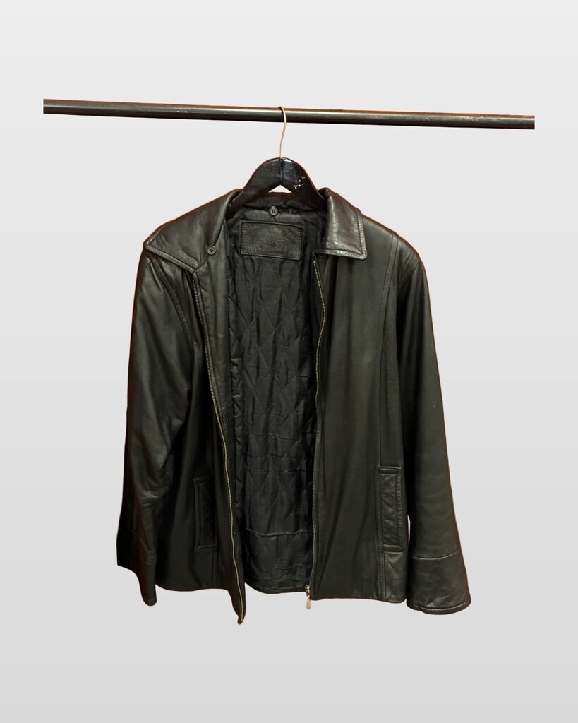 Jacqueline Ferrar Black Leather Zip-Up Jacket sz SMALL