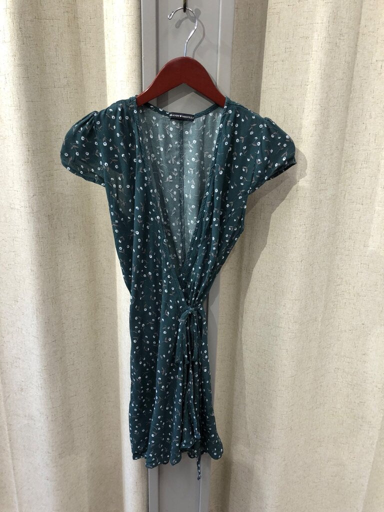 Brandy Melville Floral Short-Sleeve Wrap Mini Dress sz O/S