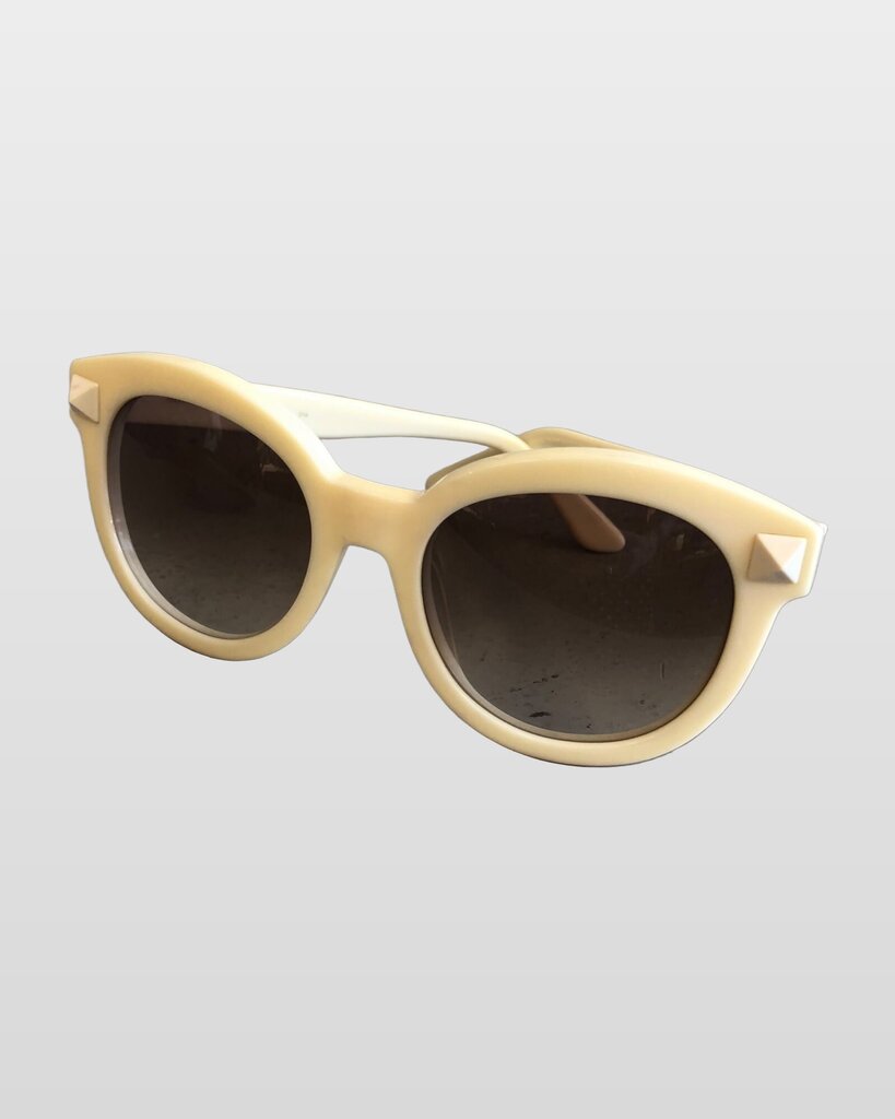 Valentino Cream Rockstud Cat-Eye Sunglasses with Case