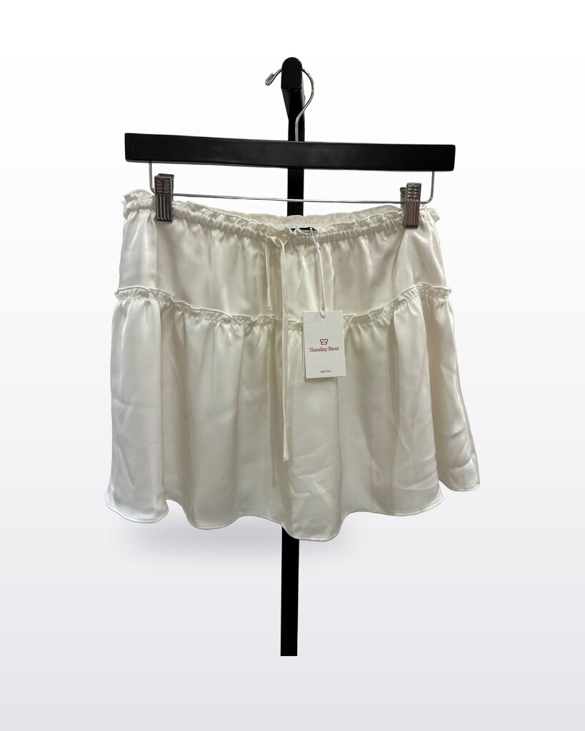 Sunday Best by Aritzia Satin Tiered Mini Skirt sz S