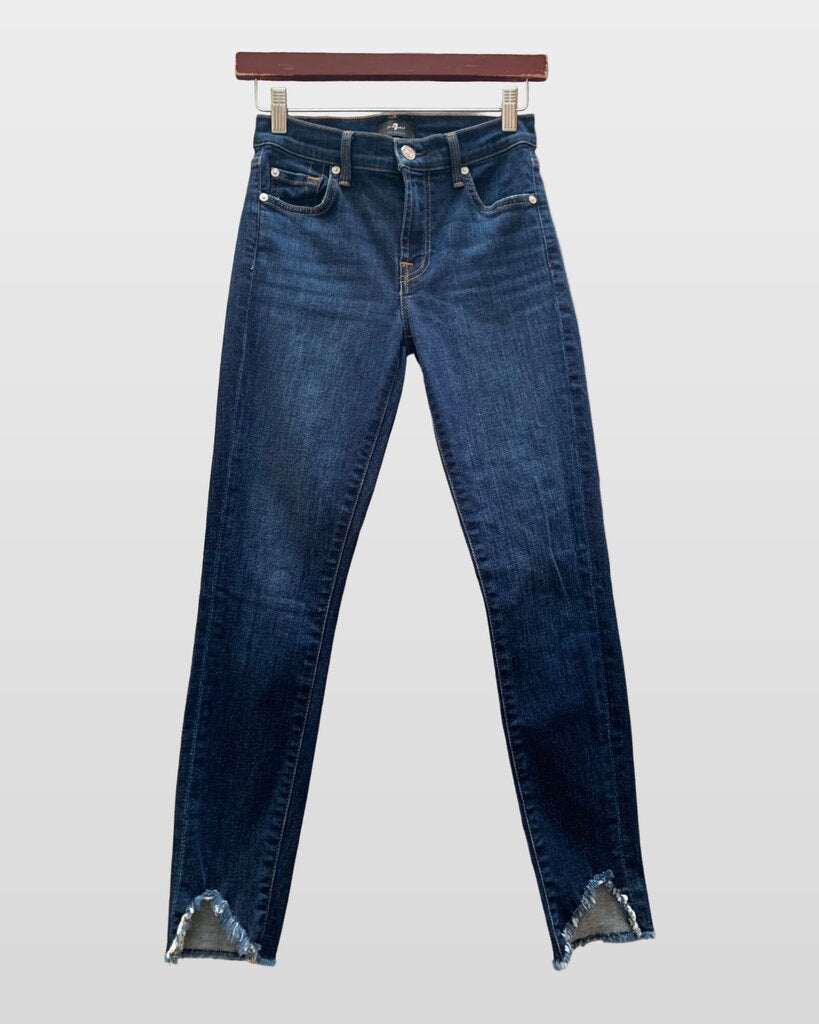 7 For All Mankind Dark Indigo Skinny Jeans sz 24