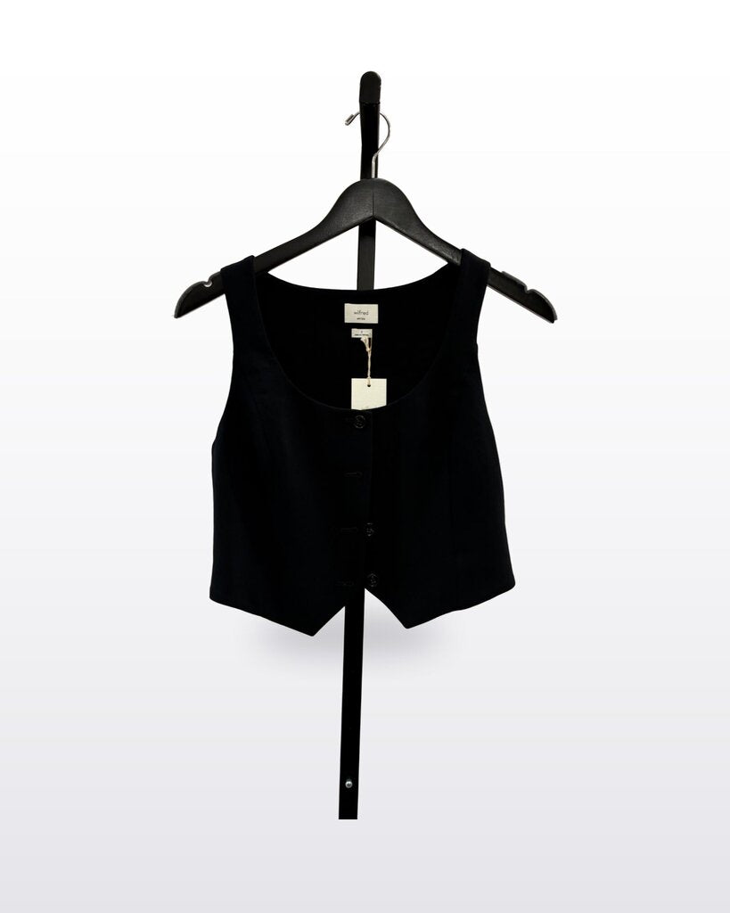 Wilfred Black Cropped Button-Front Vest sz 2
