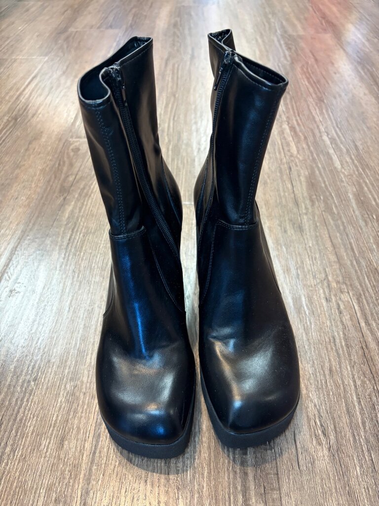 Jeffrey Campbell Black Platform Heeled Ankle Booties sz 10
