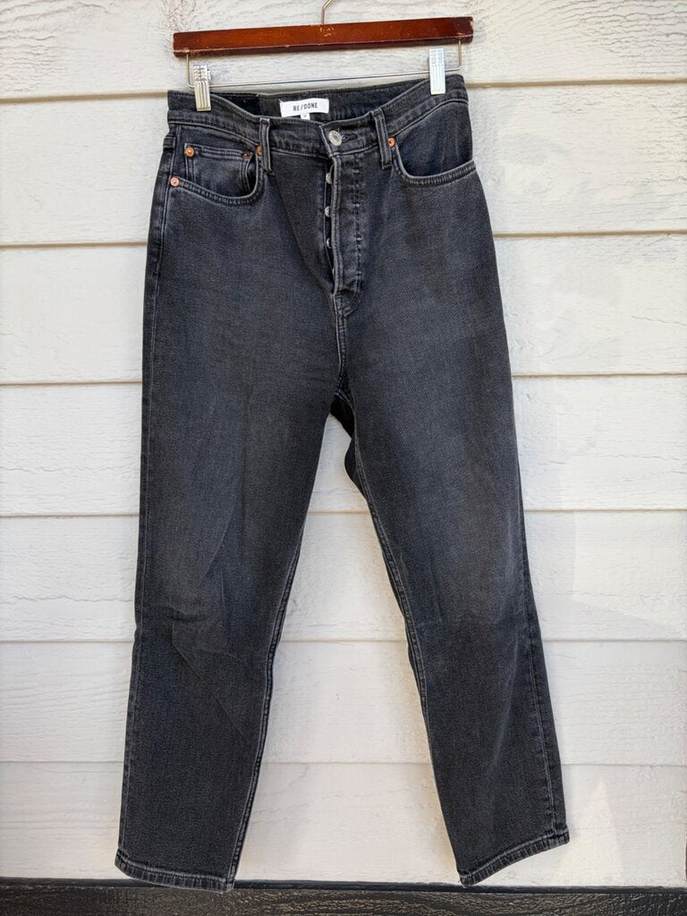 RE/DONE Washed Black Button Fly Straight Leg Jeans Size 28 sz 28