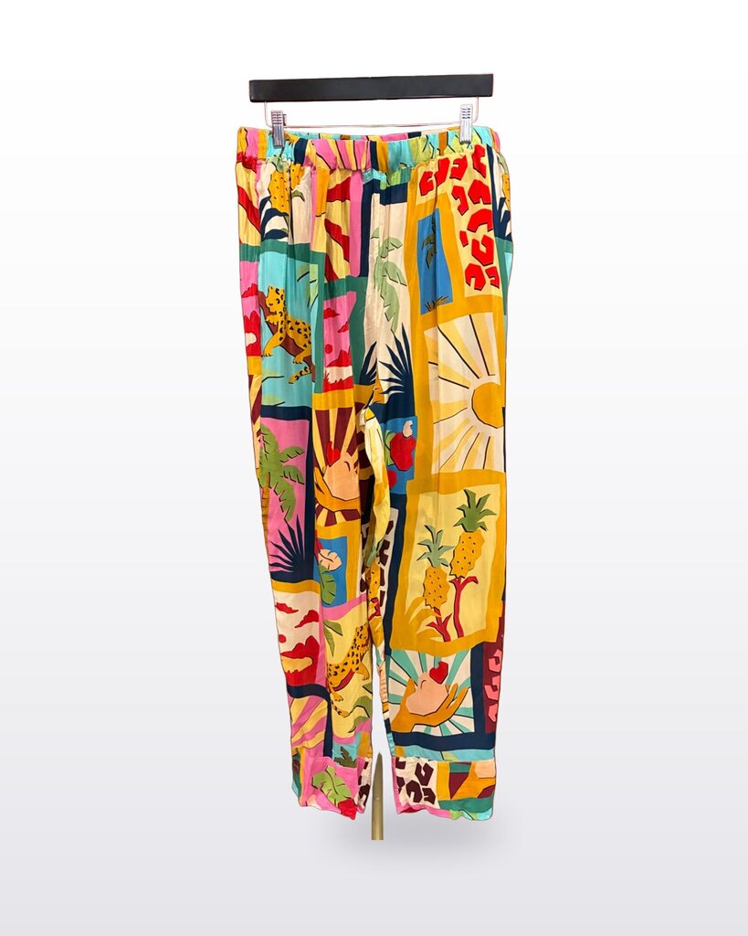 Farm Rio Multicolor Tropical Print Wide-Leg Pants sz L