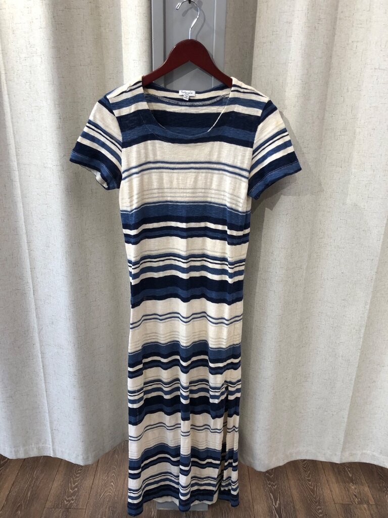 Splendid Blue & White Striped Short Sleeve Maxi Dress sz Small